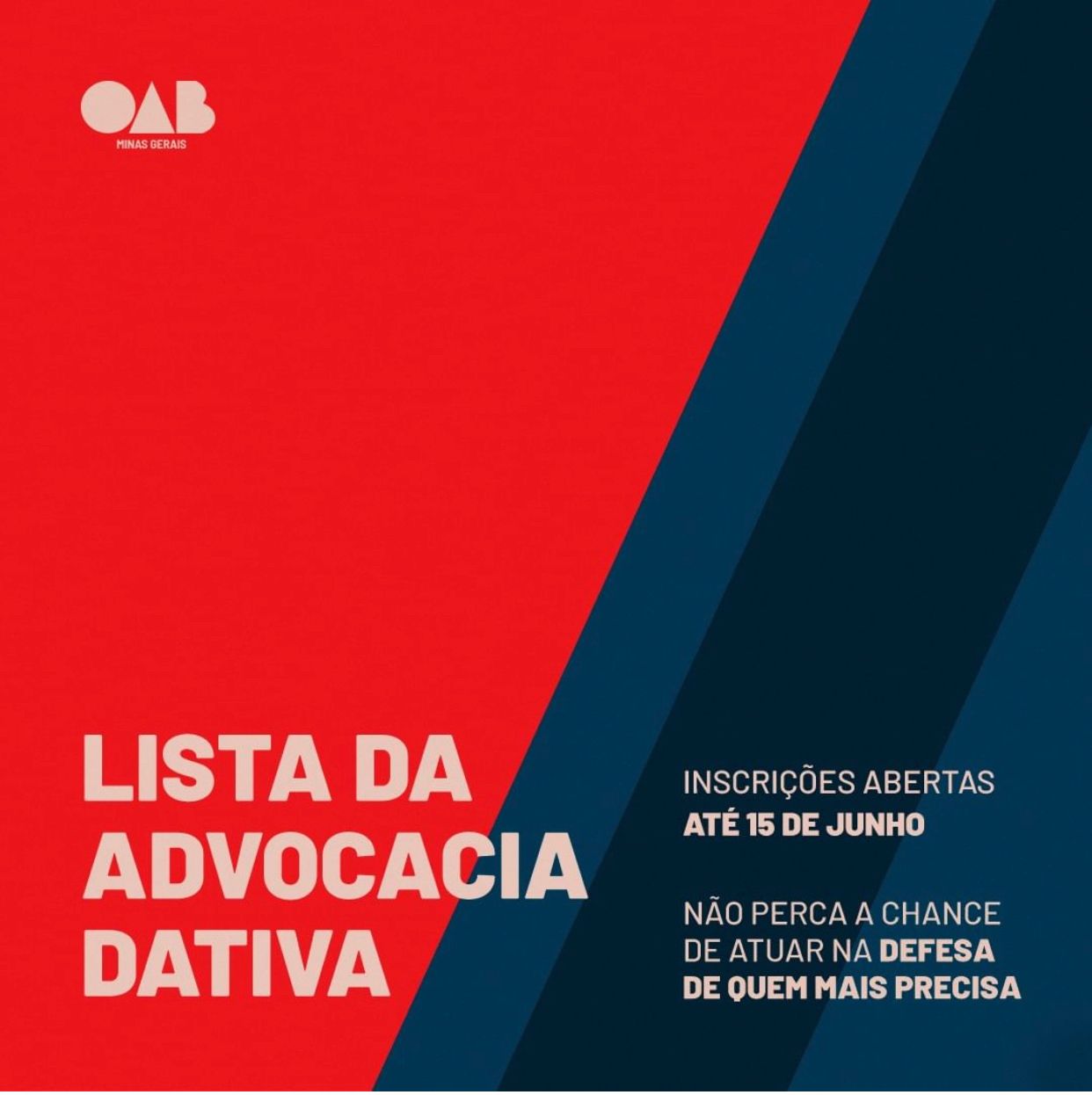 OAB-MG abre novo prazo de inscrição para complementação da Lista da Advocacia Dativa