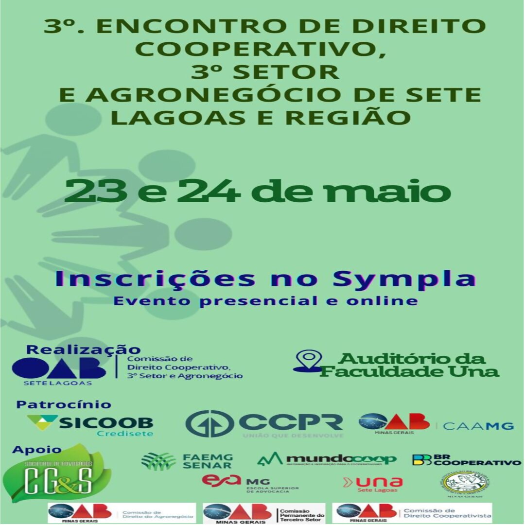 Em 23 e 24/05 ocorre o 3º EDCOOPTS - Encontro de Direito Cooperativo, Terceiro Setor e Agronegócio